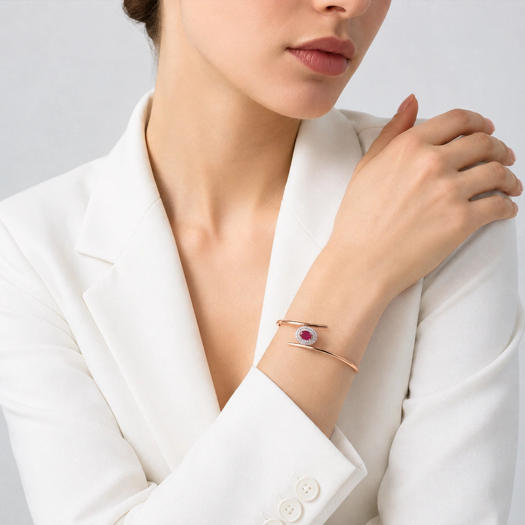 Ruby Halo Diamond Bracelet